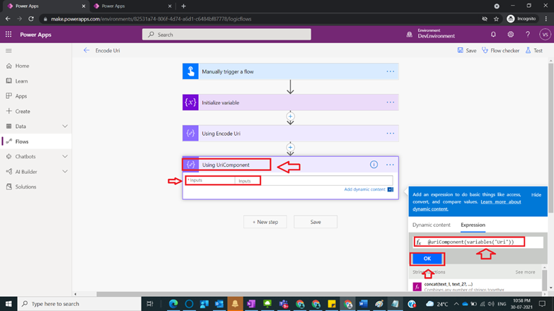Usage of Encode Uri in Power Automate